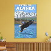 Bald Eagle Diving - Latouche, Alaska Canvas Afdruk (Insitu (Woonkamer))