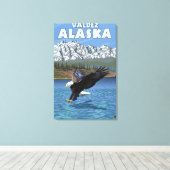 Bald Eagle Diving - Valdez, Alaska Canvas Afdruk (Insitu (Houten vloer))