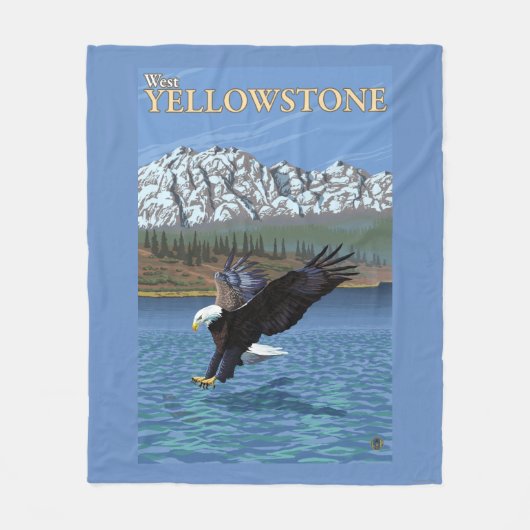Bald Eagle Diving - West Yellowstone, MT Fleece Deken (Voorkant)