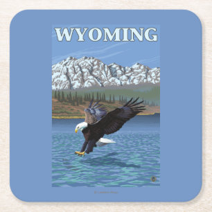 Bald Eagle Diving - Wyoming Vierkante Kartonnen Onderzetter