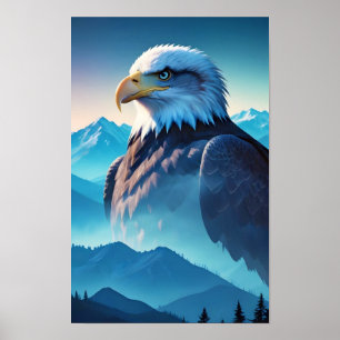 Bald Eagle Double Exposure Dierlijke Natuur Wilder Poster