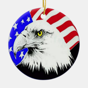 Bald Eagle en American Flag Ornament