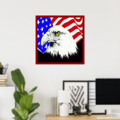 Bald Eagle en American Flag Poster (Thuiskantoor)