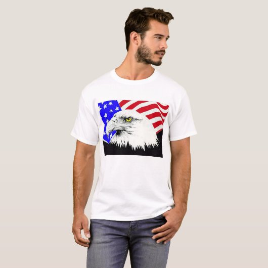 Bald Eagle en American Flag Unisex T-shirt (Voorkant volledig)