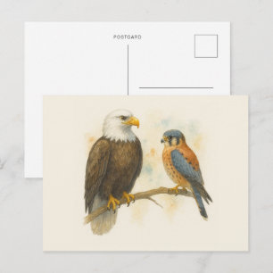 Bald Eagle en Amerikaanse torenvalk Raptor Briefkaart