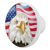 Bald Eagle en Amerikaanse vlag Patriottische Kunst Keramische Knop (Rechts)