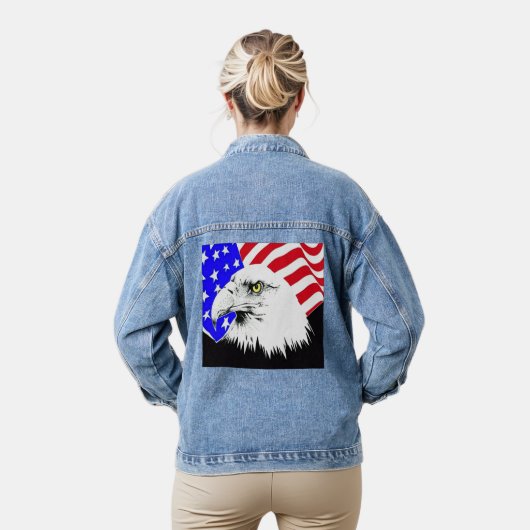 Bald Eagle en Amerikaanse vlag Vrouwen Denim Jacket (Model)