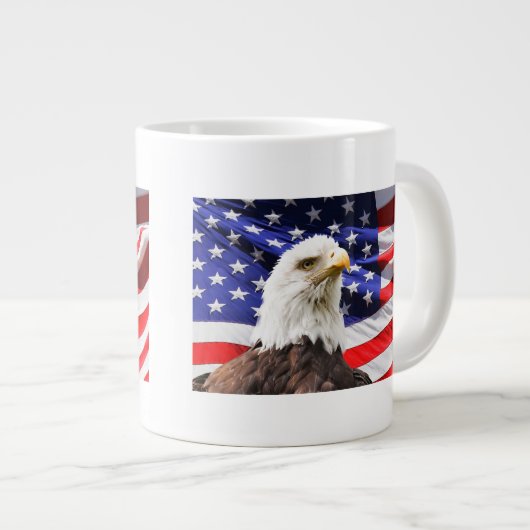 Bald Eagle en de Amerikaanse vlag Extra Grote Beker (Voorkant rechts)