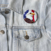 Bald Eagle en de Amerikaanse vlag Ronde Button 5,7 Cm (In situ)