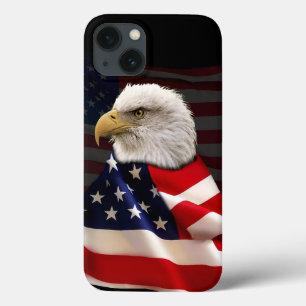Bald Eagle en de Amerikaanse vlag voor de patriot iPhone 13 Hoesje