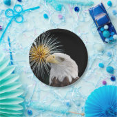 Bald Eagle en Fireworks Papieren Bordje (Feest)