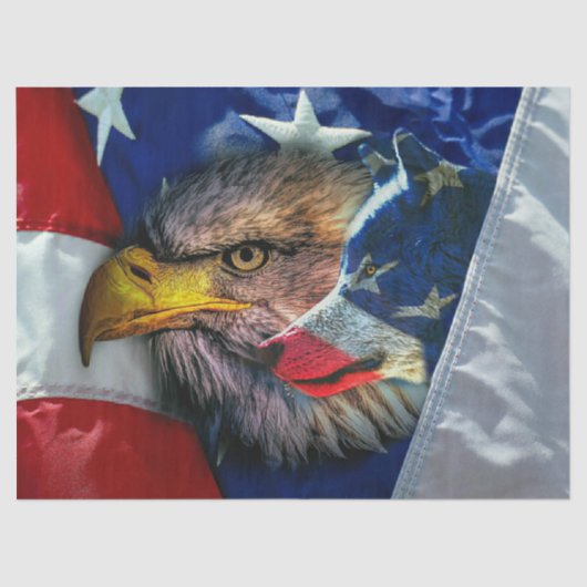 Bald Eagle en Wolf American Flag Tissuepapier (Voorkant)