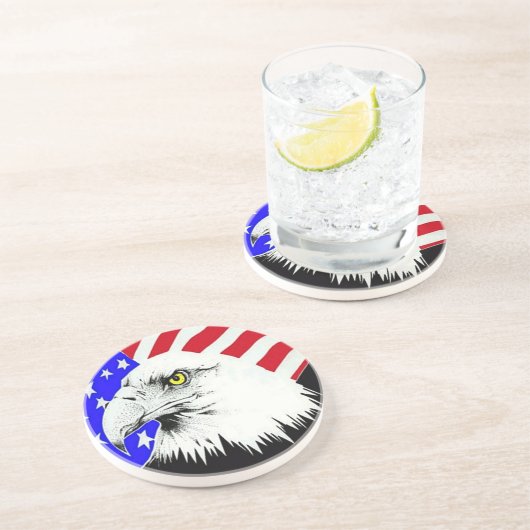 Bald Eagle et le Dessous de verre du drapeau améri (Côté)