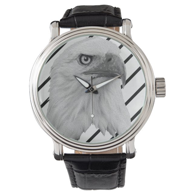 Bald Eagle Face Oil Paint, Horloge (Voorkant)