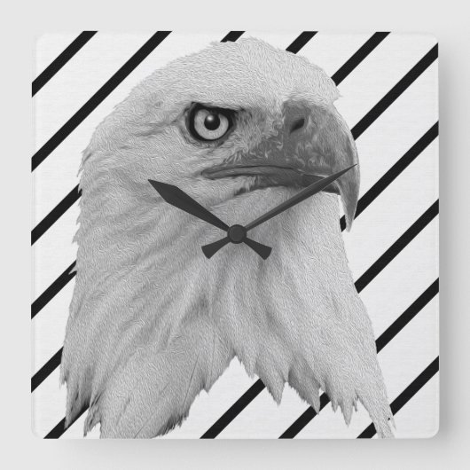 Bald Eagle Face Oil Paint Vierkante Klok (Voorkant)
