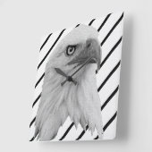 Bald Eagle Face Oil Paint Vierkante Klok (Hoek)