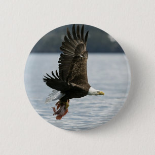 Bald Eagle Fish Retrieval Ronde Button 5,7 Cm