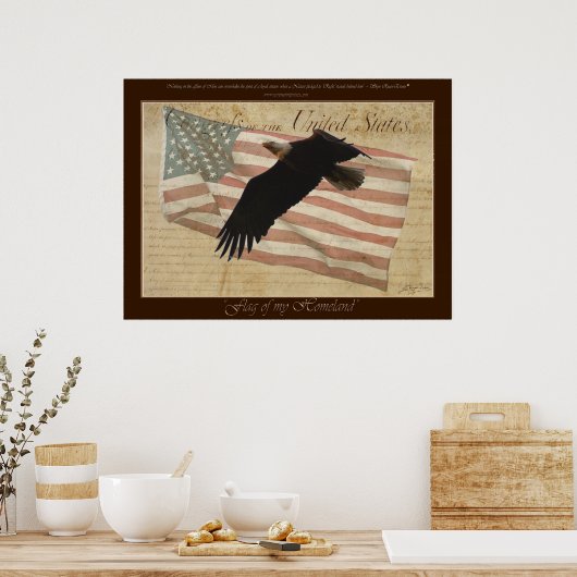 BALD EAGLE & FLAG Poster patriotique avec devis (Cuisine)