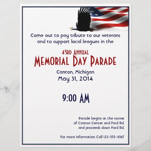 Bald Eagle Flies the Flag Memorial Day Flyer (Voorkant)