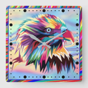 Bald Eagle geometrische prismatische ontwerp-80590 Vierkante Klok