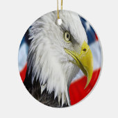 Bald Eagle head en een Amerikaanse vlag Keramisch Ornament (Links)
