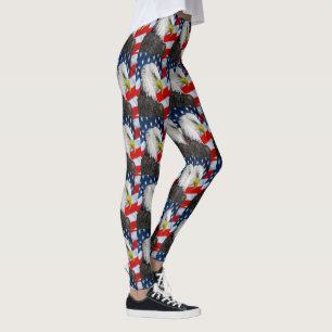 Bald Eagle head en een Amerikaanse vlag Leggings
