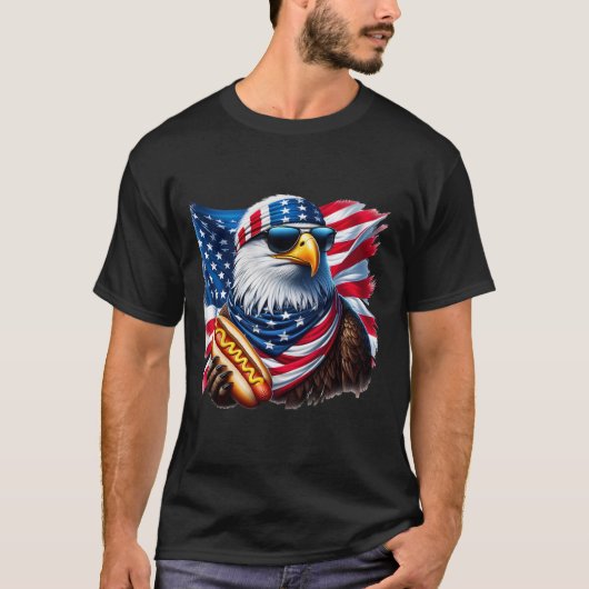 Bald Eagle Hotdog Funny American Patriotic 4th Of  T-shirt (Voorkant)