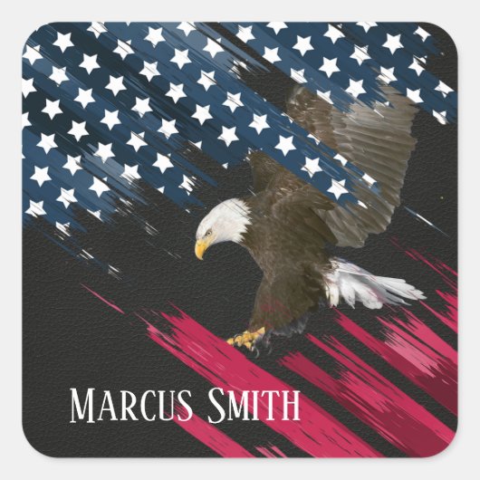 Bald Eagle in American Flag Abstract Vierkante Sticker (Voorkant)