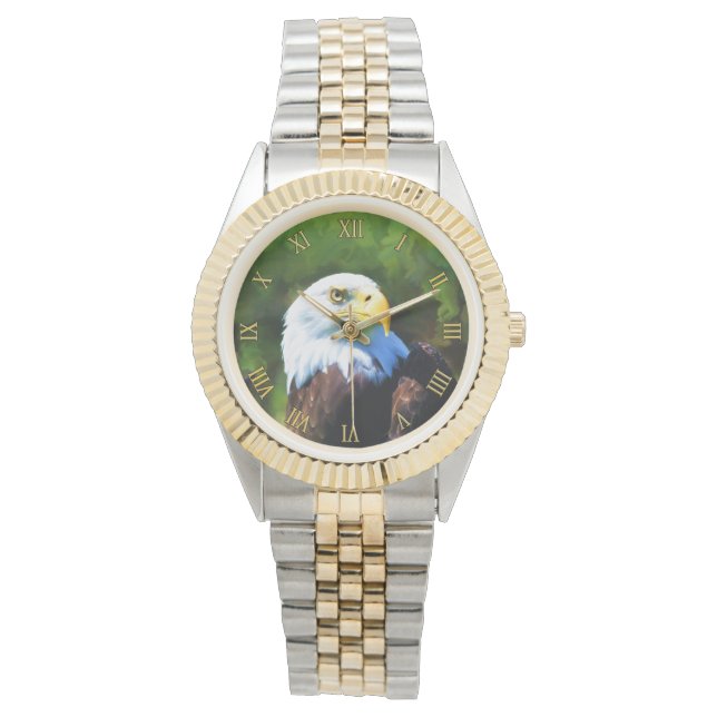 Bald Eagle in Sunlight Wildlife Painting Horloge (Voorkant)