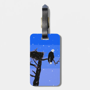 Bald Eagle in Winter - Originele Wilde Kunst Bagagelabel