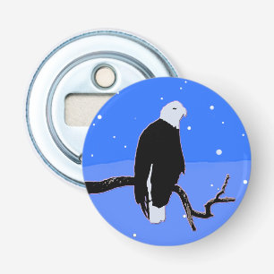 Bald Eagle in Winter - Originele Wilde Kunst Button Flesopener