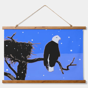 Bald Eagle in Winter - Originele Wilde Kunst Hangend Wandkleed