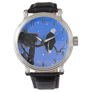 Bald Eagle in Winter - Originele Wilde Kunst Horloge