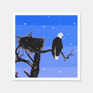 Bald Eagle in Winter - Originele Wilde Kunst Servetten