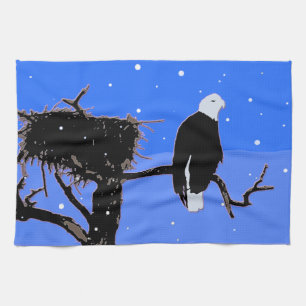 Bald Eagle in Winter - Originele Wilde Kunst Theedoek