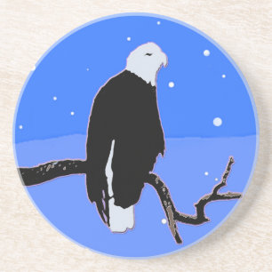 Bald Eagle in Winter - Originele Wilde Kunst Zandsteen Onderzetter