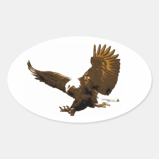 Bald Eagle Landing Ovale Stickers (Voorkant)