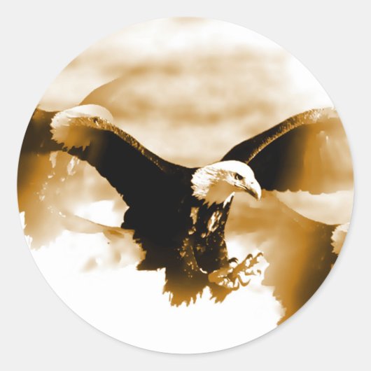 Bald Eagle Landing Ronde Sticker (Voorkant)