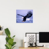 Bald Eagle Landing Wings, verspreid in een Storm, Poster (Thuiskantoor)