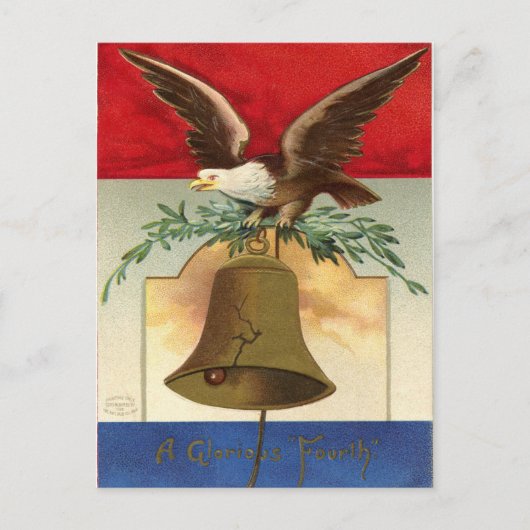 Bald Eagle Liberty Bell Patriottische  kunst Briefkaart (Voorkant)