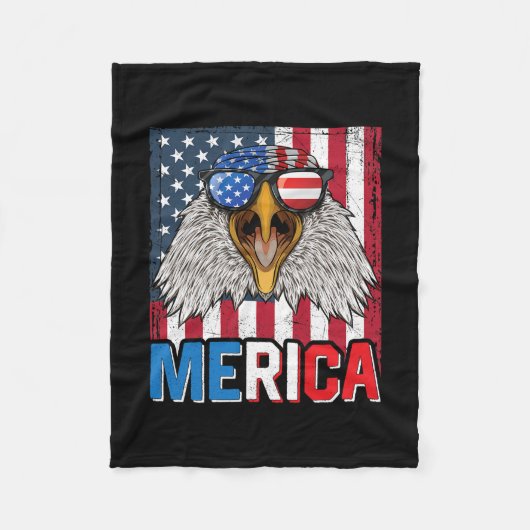 Bald Eagle Merica, 4 juli Fleece Deken (Voorkant)