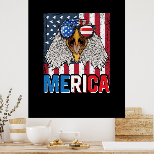 Bald Eagle Merica, 4 juli Poster (Keuken)