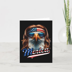 Bald Eagle Merica 4th July Eagle Mullet Funny Man Kaart