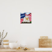 Bald Eagle met Amerikaanse vlag Achtergrond Poster (Keuken)