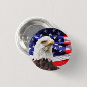 Bald Eagle met Amerikaanse vlag Achtergrond Ronde Button 3,2 Cm (Voorkant /achterkant)