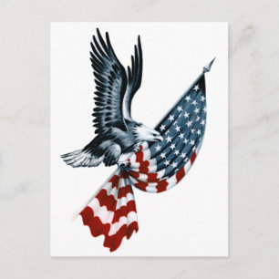 Bald Eagle met Amerikaanse vlag Briefkaart