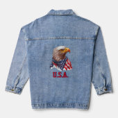 Bald Eagle met Amerikaanse vlag - U.S.A. Denim Jacket (Achterkant)