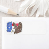 Bald Eagle met de Amerikaanse vlag Etiket (Insitu)