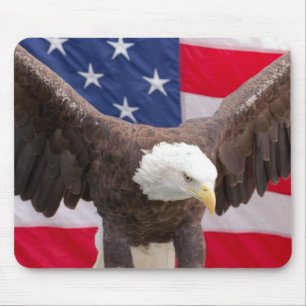 Bald Eagle met de Amerikaanse vlag Muismat