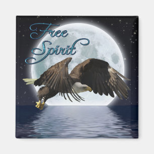 Bald Eagle & Moon Free Spirit Motivatie magneet